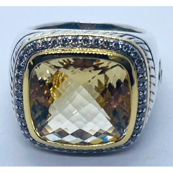 David Yurman Albion Citrine 18K Silver Diamond Ring - Picture 4 of 16